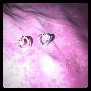 Heart sterling silver with rhinestone earrings